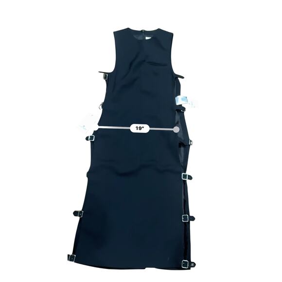 Courrèges Black Multi-Strap Sleeveless Midi Dress Size 34 Cutout Wool Designer - Picture 7 of 15